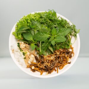 Bánh hỏi nấm nướng rau rừng